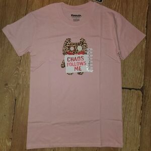 Pink Graphic T-Shirt with Leopard Print Design